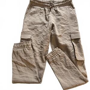 BOOHOOMAN Tan Men's SZ M 100% Polyester Cargo Joggers y2k Streetwear Utility